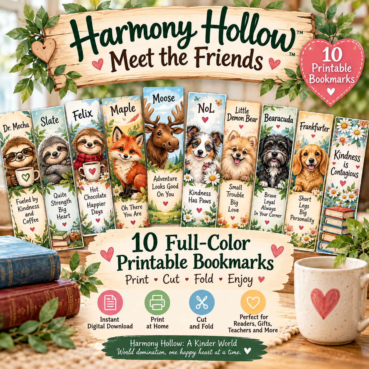 Harmony Hollow Meet the Friends 10 printable bookmark collection